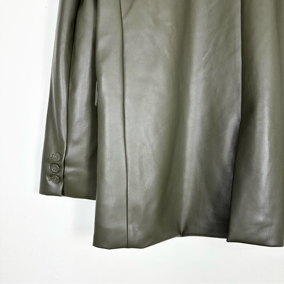 Blank NYC Faux Leather Blazer Jacket Olive Green - Picture 7 of 10